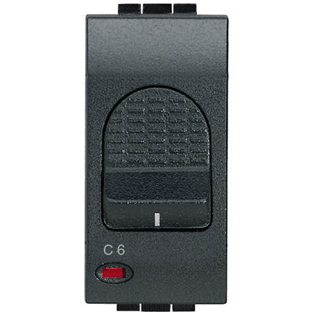 Автоматический выключатель Bticino LivingLight Air Антрацит с индикатором защиты 1 полюса 1500А 230В 1 модуль L4301/6