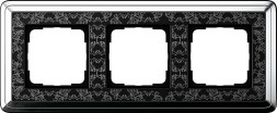 Рамка Gira Classix Art Хром / Черный 3-постовая 0213682