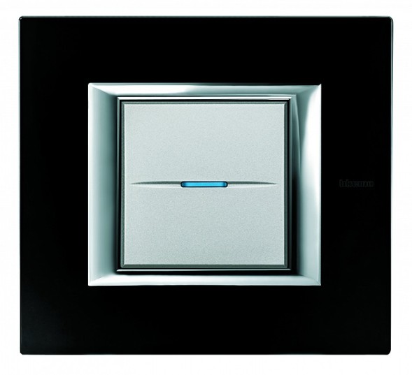 Рамка Bticino Axolute Квадрат Черное стекло 2-модульная HA4802VNN