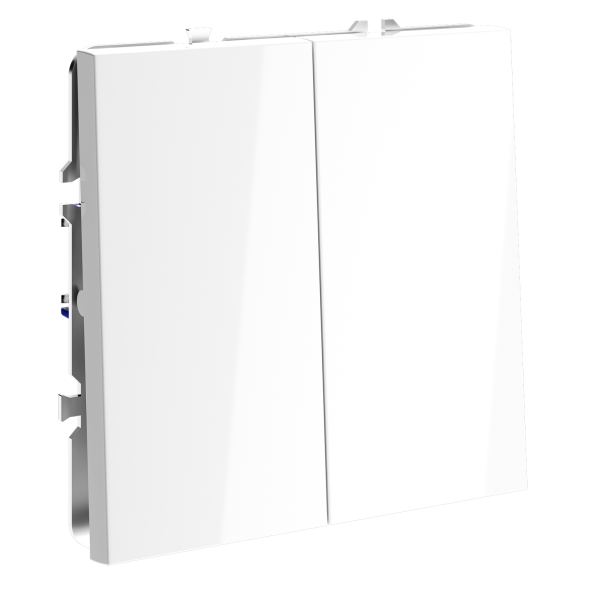 Перекрестный переключатель встраиваемый VOLTUM S70 двухклавишный 10А, (белый глянцевый)