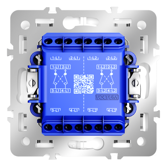 Перекрестный переключатель встраиваемый VOLTUM S70 двухклавишный 10А, (белый глянцевый)