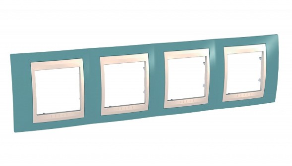 Рамка Schneider Electric Unica Хамелеон синий / Бежевый 4 поста MGU6.008.573