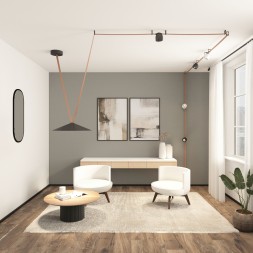 DK5668-BK Cветильник для трека-ремня Belty Smart, серия Flow, со светодиодом, D600*H122мм, 48V DC, 24W, RA90, 120°, 2700-6500K, IP20, черный, алюминий