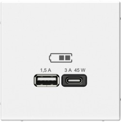 Зарядное устройство USB-A + USB-C, 45Вт (Белый) Schneider Electric Systeme Art Gallery GAL000129