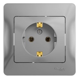 Розетка с заземлением, 16А, в сборе Schneider Electric Glossa Алюминий GSL000342