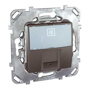Компьютерная розетка 1хRJ45 Schneider Electric Unica Class Top графит кат. 5е, с полем для надписи MGU5.421.12ZD