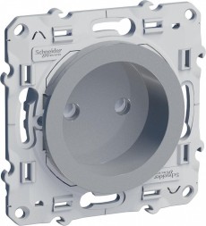 Розетка Schneider Electric Odace алюминий со шторками S53R033
