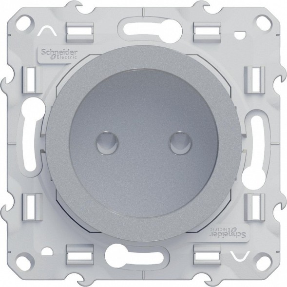 Розетка Schneider Electric Odace алюминий со шторками S53R033