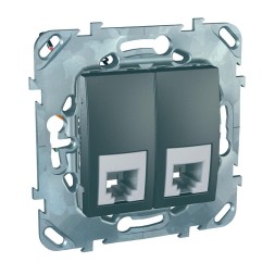Телефонная розетка 2хRJ11 Schneider Electric Unica Class Top графит (4 конт) MGU5.9090.12ZD