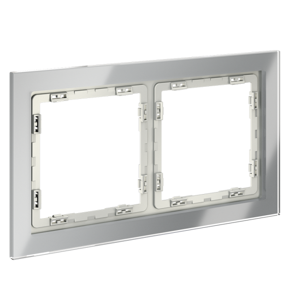 Рамка стеклянная VOLTUM S70 на 2 поста, (сталь, стекло)