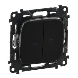 Переключатель Legrand Valena ALLURE Антрацит двухклавишный 10АХ 250В с подсветкой. С лицевой панелью 752919