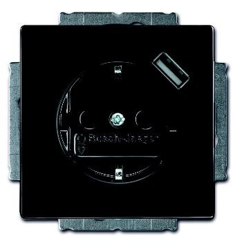 Розетка ABB Future Carat чёрный(антрацит) Schuko с устройством зарядным USB 20 EUCBUSB-81-500 16А 700 мА электронная защита от перегрузки КЗ безвинтовые клеммы защитные шторки 2CKA002011A6176 20 EUCBUSB-81-500