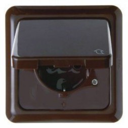 Штепсельная розетка Berker IP44 коричневый с блеском SCHUKO с откидной крышкой и рамкой Влагозащищенный скрытый монтаж 471801