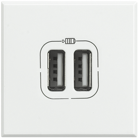Разъем для зарядки Bticino Axolute белый 2хUSB HD4285C2
