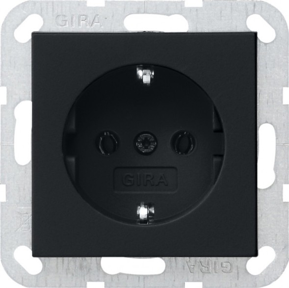 Розетка Gira System55 2К+З 16 А, 250 В, черная матовая 0188005