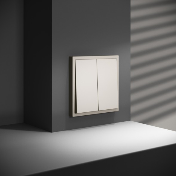 Перекрестный переключатель встраиваемый VOLTUM S70 двухклавишный 10А, (кашемир)