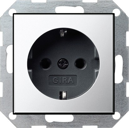 Розетка Gira Хром с заземляющими контактами 16А/250В 0188605