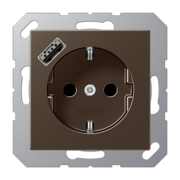 Розетка Jung A серия Мокко SCHUKO® с с 1 USB-портом типа A A1520-18AMO