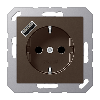 Розетка Jung A серия Мокко SCHUKO® с с 1 USB-портом типа A A1520-18AMO