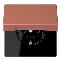 Розетка Jung Les Couleurs® Le Corbusier terre sienne brique SCHUKO® с откидной крышкой и со встроенной повышенной защитой от прикосновения LC1520KIKL32121