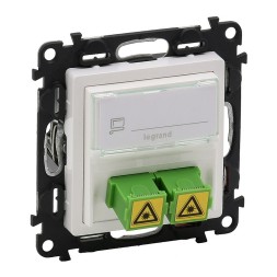Оптическая розетка Legrand Valena Life Белая для подключения оптоволоконных кабелей SC/APC. С лицевой панелью 753130