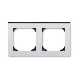 Рамка ABB Levit Серебро / Дымчатый чёрный 2 поста 55х55 для механизмов BJE 2CHH015520A4070 3901H-A05520 70