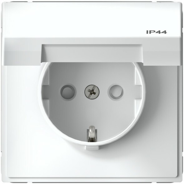 Влагозащищенная розетка электрическая IP44 со шторками с откидной крышкой (Белый) Schneider Electric Systeme Art Gallery GAL440146