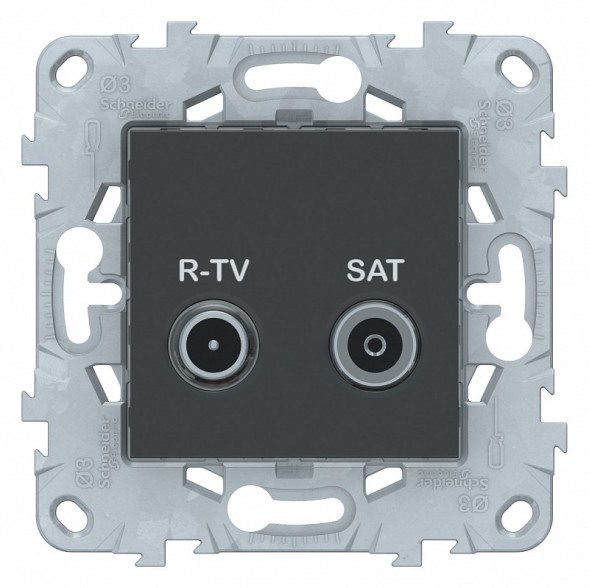 Розетка R-TV/ SAT Schneider Electric Unica Studio Антрацит проходная NU545654