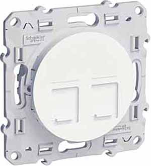 Розетка 2хRJ45 Cat5 Schneider Electric Odace белый S52R481