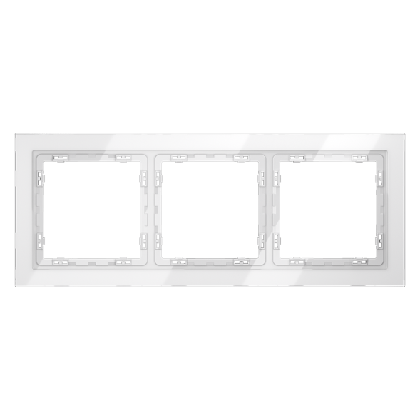 Рамка стеклянная VOLTUM S70 на 3 поста, (белый, стекло)