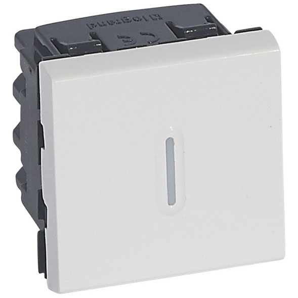 Переключатель Legrand Mosaic 16AX с индикацией 2 модуля 077094