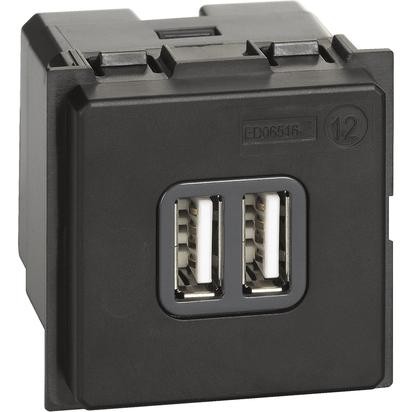 Зарядка USB Bticino Living Now черная тип A 3A 2 K4285C2
