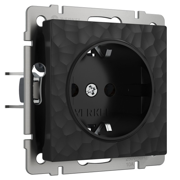 Розетка с заземлением и шторками черный Werkel W1271108