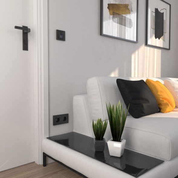 Розетка с заземлением и шторками черный Werkel W1271108