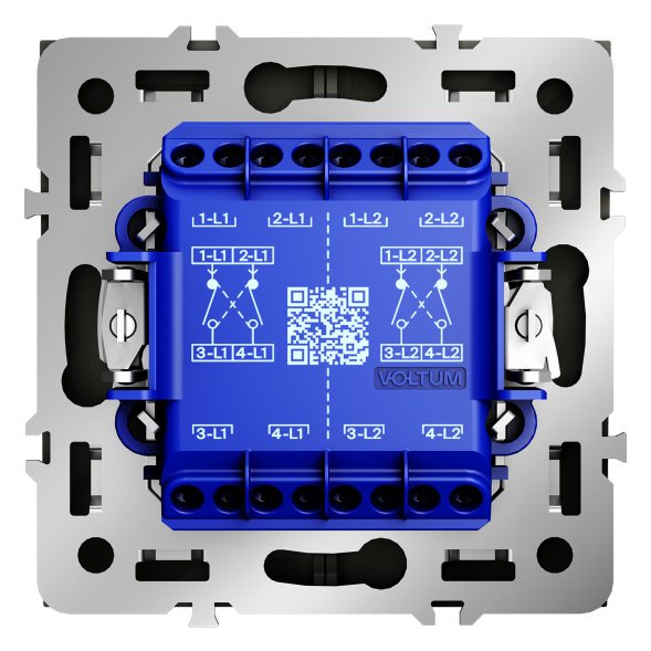 Перекрестный переключатель встраиваемый VOLTUM S70 двухклавишный 10А, (сталь)