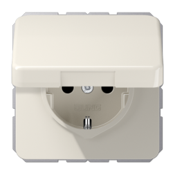 Розетка Jung CD серия бежевый с заземлением с откидной крышкой 16А/250В CD1520BFKL