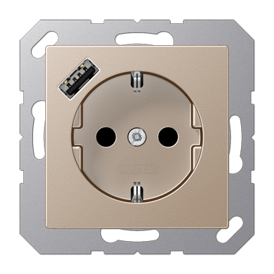 Розетка Jung A серия шампань SCHUKO® с 1 USB-портом типа A A1520-18ACH