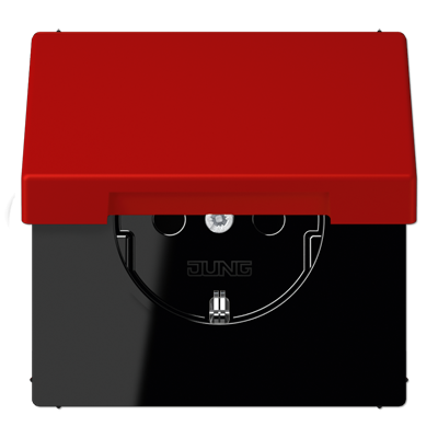 Розетка Jung Les Couleurs® Le Corbusier rouge vermillon 31 SCHUKO® с откидной крышкой и со встроенной повышенной защитой от прикосновения LC1520KIKL32090