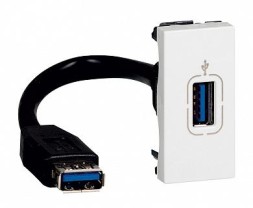 Розетка USB 3.0 Legrand Mosaic белая со шнуром 1 модуль 078746
