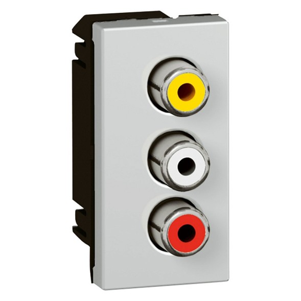 Розетка Legrand Mosaic алюминий 3RCA 079254