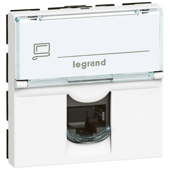 Розетка RJ45 Legrand Mosaic UTP кат6 90° вертикальная 076591