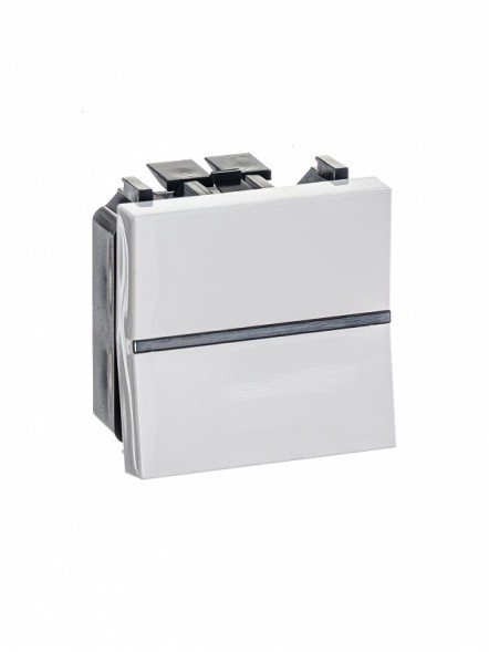 Механизм переключателя ABB Zenit альпийский белый одноклавишного проходного с клавишей 2 модуля 2CLA221000N1101 N2210 BL