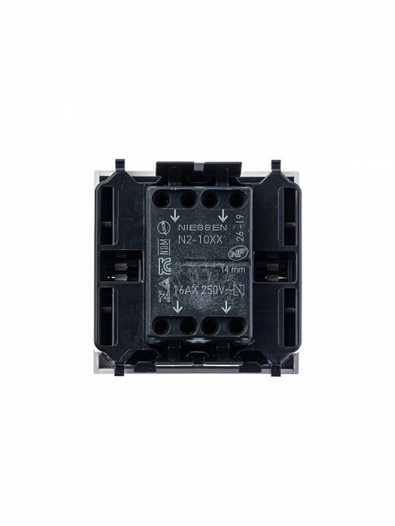 Механизм переключателя ABB Zenit альпийский белый одноклавишного проходного с клавишей 2 модуля 2CLA221000N1101 N2210 BL