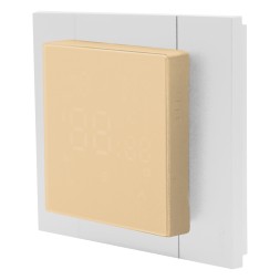 Регулятор теплого пола с модулем WI-FI, TWAM-Бежевый (ВИД С БЕЛОЙ РАМКОЙ)