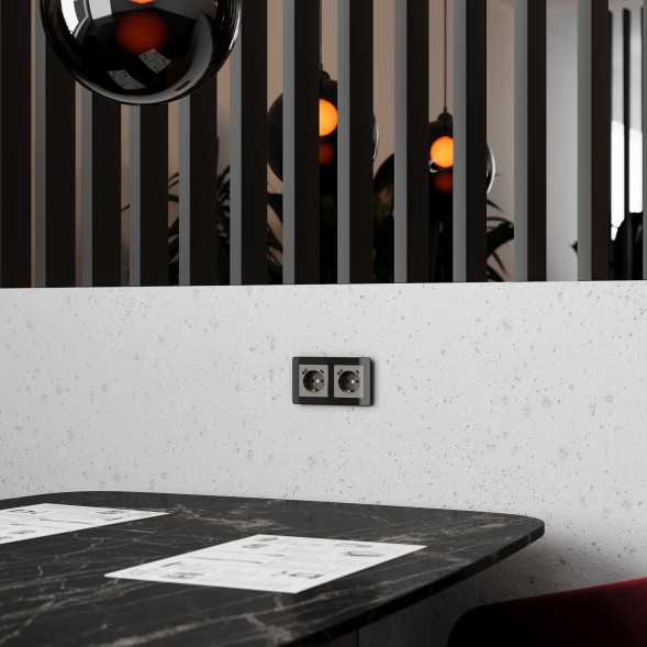 Розетка с заземлением, шторками и USB тип A+C (графит акрил) Werkel W1171744