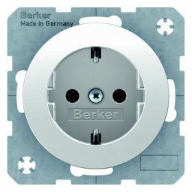 Штепсельная розетка Berker R.1 полярная белизна с блеском SCHUKO с защитой от детей 41232089