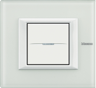 Рамка Bticino Axolute Квадрат Белое стекло 2-модульная HA4802VBB