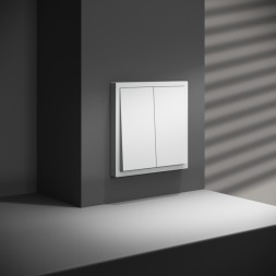 Перекрестный переключатель встраиваемый VOLTUM S70 двухклавишный 10А, (белый матовый)