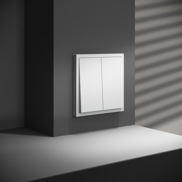 Перекрестный переключатель встраиваемый VOLTUM S70 двухклавишный 10А, (белый матовый)