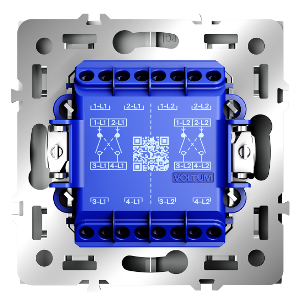 Перекрестный переключатель встраиваемый VOLTUM S70 двухклавишный 10А, (белый матовый)